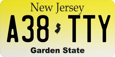 NJ license plate A38TTY