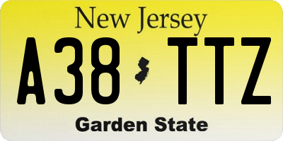 NJ license plate A38TTZ