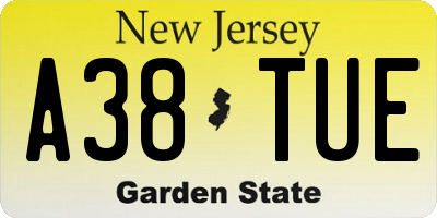 NJ license plate A38TUE