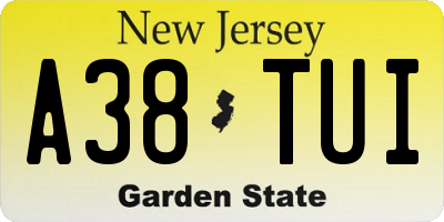 NJ license plate A38TUI