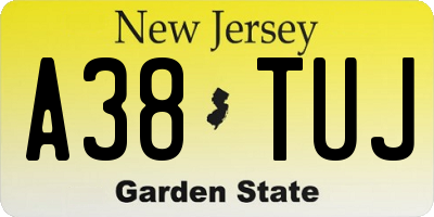 NJ license plate A38TUJ