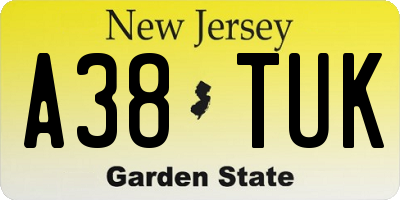 NJ license plate A38TUK