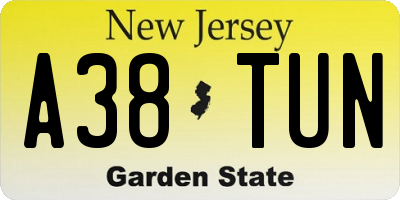 NJ license plate A38TUN