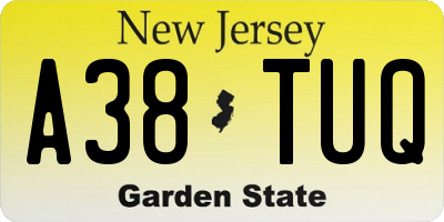 NJ license plate A38TUQ