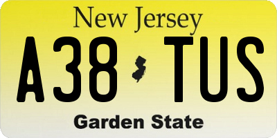 NJ license plate A38TUS