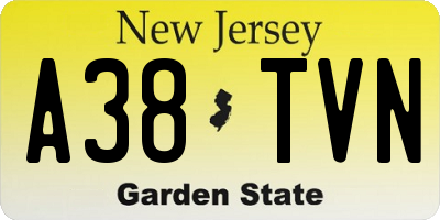 NJ license plate A38TVN