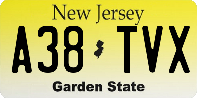 NJ license plate A38TVX