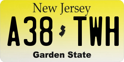 NJ license plate A38TWH