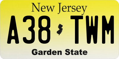 NJ license plate A38TWM