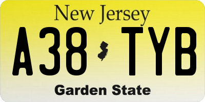 NJ license plate A38TYB