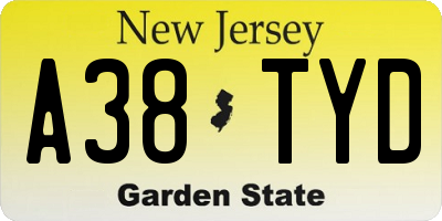 NJ license plate A38TYD