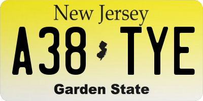 NJ license plate A38TYE
