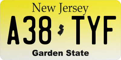 NJ license plate A38TYF
