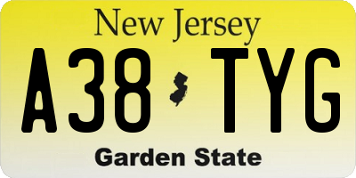 NJ license plate A38TYG