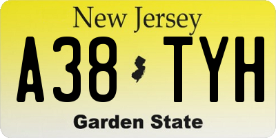 NJ license plate A38TYH