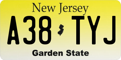 NJ license plate A38TYJ