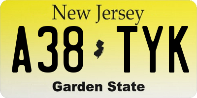NJ license plate A38TYK
