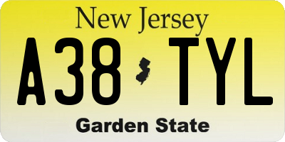 NJ license plate A38TYL