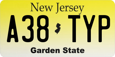 NJ license plate A38TYP