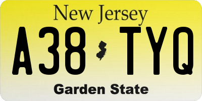 NJ license plate A38TYQ