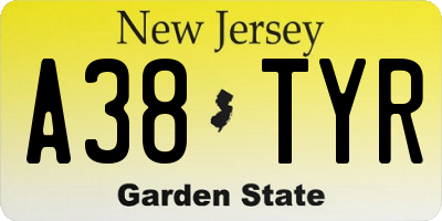 NJ license plate A38TYR