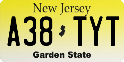 NJ license plate A38TYT