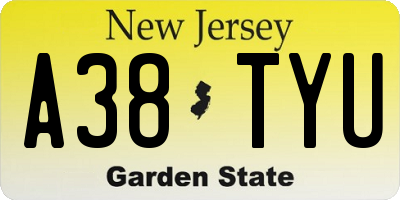 NJ license plate A38TYU