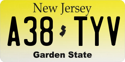 NJ license plate A38TYV