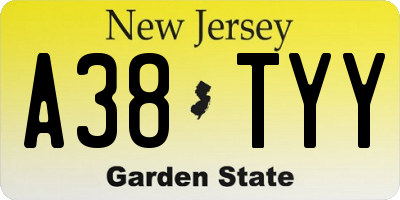 NJ license plate A38TYY