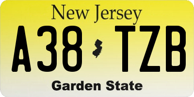 NJ license plate A38TZB