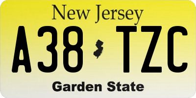 NJ license plate A38TZC
