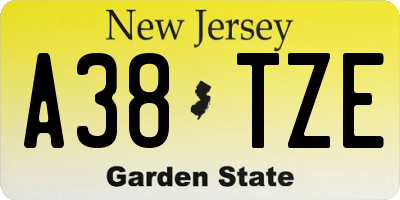 NJ license plate A38TZE