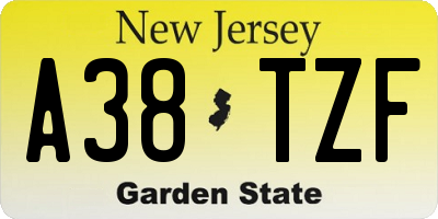 NJ license plate A38TZF