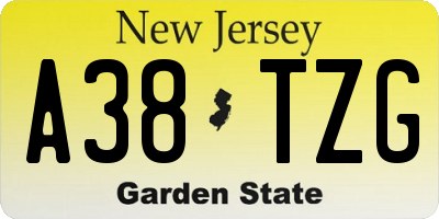 NJ license plate A38TZG