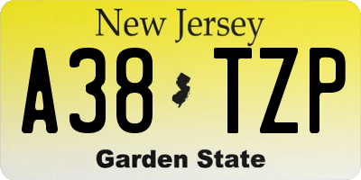 NJ license plate A38TZP