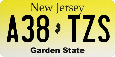 NJ license plate A38TZS