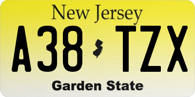 NJ license plate A38TZX