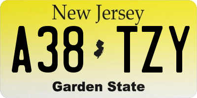 NJ license plate A38TZY