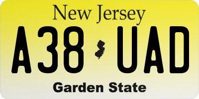NJ license plate A38UAD