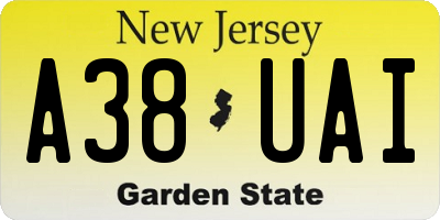 NJ license plate A38UAI