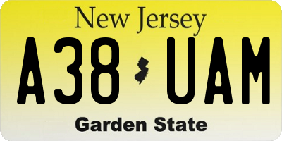 NJ license plate A38UAM