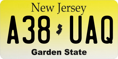 NJ license plate A38UAQ