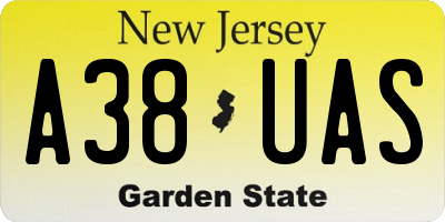 NJ license plate A38UAS