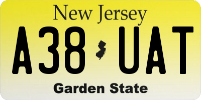 NJ license plate A38UAT