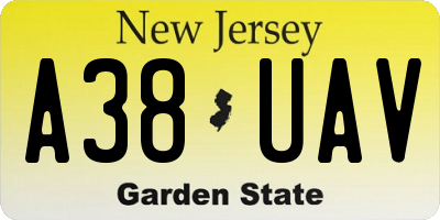 NJ license plate A38UAV