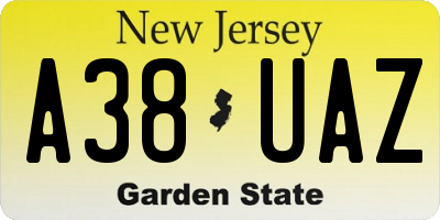 NJ license plate A38UAZ