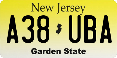 NJ license plate A38UBA