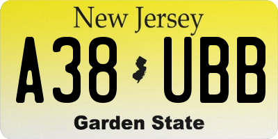 NJ license plate A38UBB