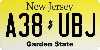 NJ license plate A38UBJ