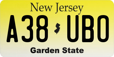 NJ license plate A38UBO